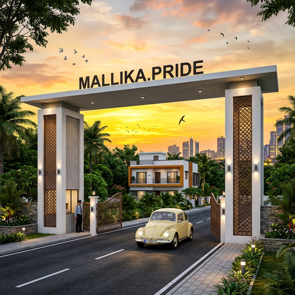 Mallika Pride entrance gate – premium plotted development Pudukkottai Road Punal Kulam